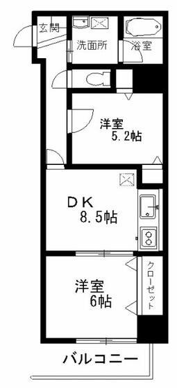 アウローラ浅草(2DK/2階)の間取り写真