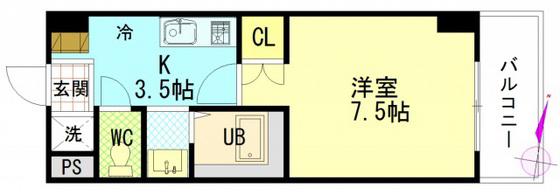 アトラクティブハイム(1K/6階)の間取り写真