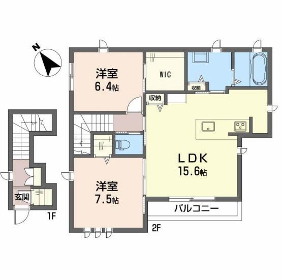 コオリナテラス(2LDK/2階)の間取り写真
