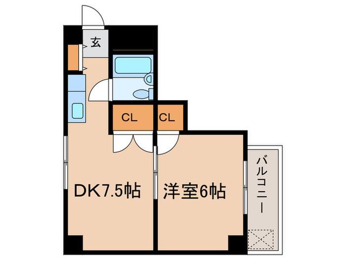 ウイルトアロード(1DK/2階)の間取り写真