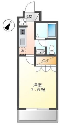 アメニティ白楽(1K/2階)の間取り写真