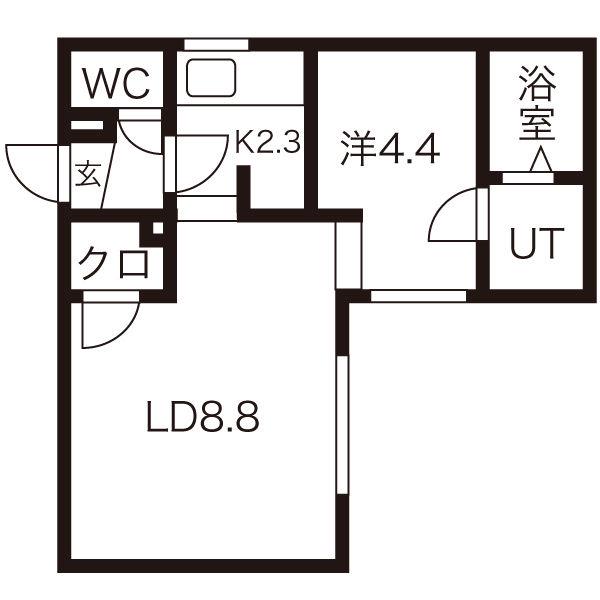 エスパスルージュ(1LDK/4階)の間取り写真