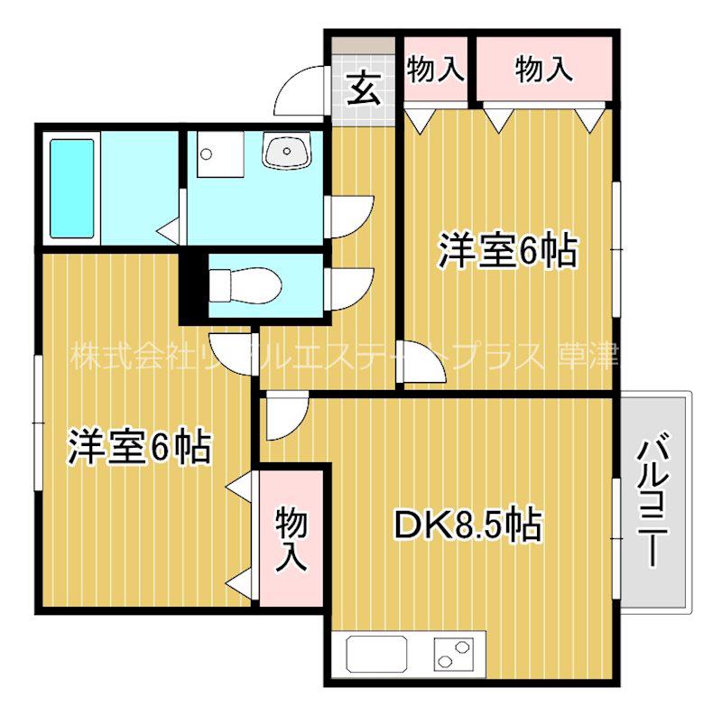 レークタウン(2DK/1階)の間取り写真