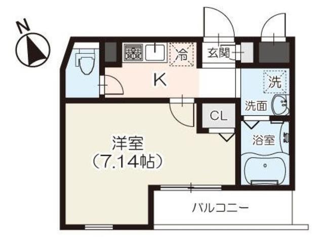 ラフィネ元郷(1K/3階)の間取り写真