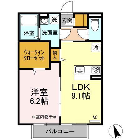 LUCE SERENO(1LDK/2階)の間取り写真