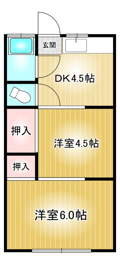 日の出荘(2DK/1階)の間取り写真