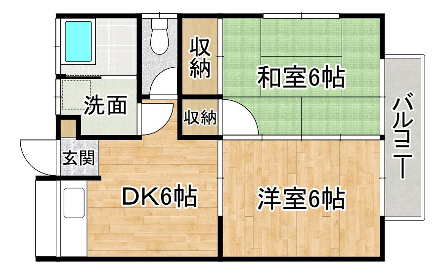 中島アパート(2DK/1階)の間取り写真