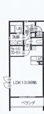 アネーロI(1K/2階)の間取り写真
