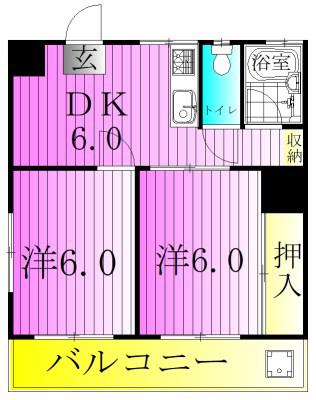 五反野シルバーハイツ(2DK/3階)の間取り写真