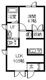 Eノース(1LDK/2階)の間取り写真