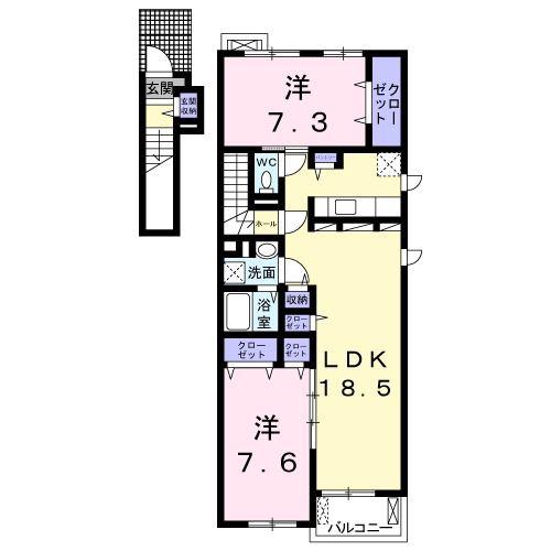 サクラハイツ(2LDK/2階)の間取り写真