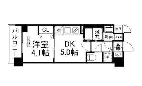 ベラジオ雅び西大路七条(1DK/8階)の間取り写真