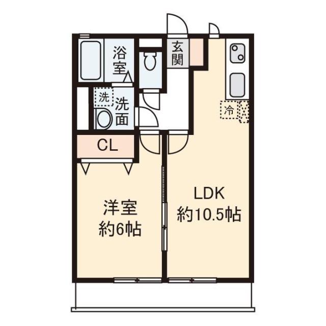 ローズハイム(1LDK/2階)の間取り写真