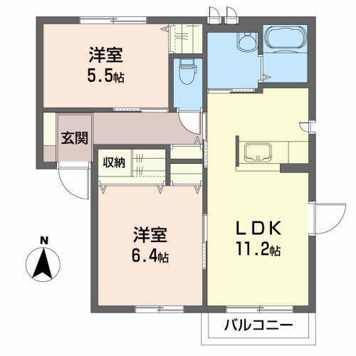 パディ・ヴィレッジC(2LDK/1階)の間取り写真