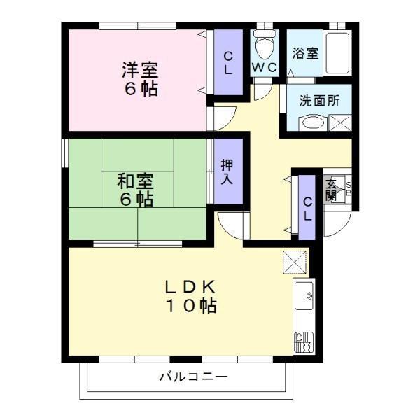 パークハイム南花田B棟(2LDK/1階)の間取り写真