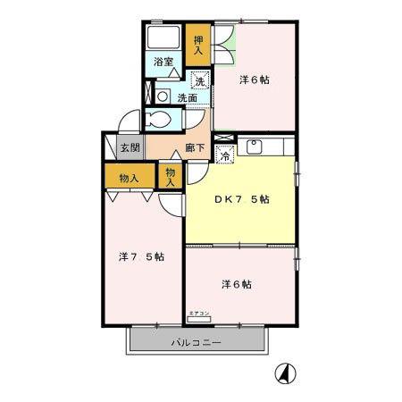 CHATEAU A(3DK/2階)の間取り写真