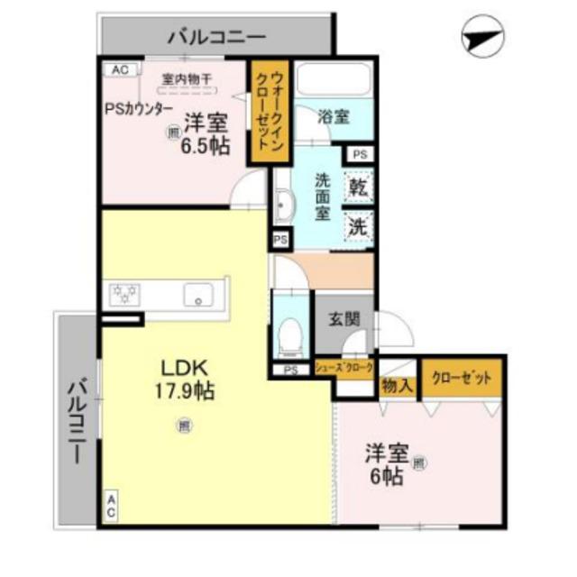 D-ROOM高槻市寿町(2LDK/3階)の間取り写真