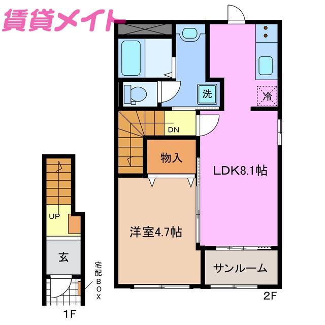 ベルクレイン(1LDK/2階)の間取り写真