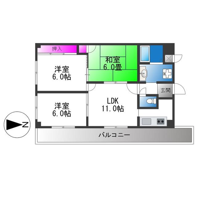 グランドシャトー山本(3LDK/1階)の間取り写真