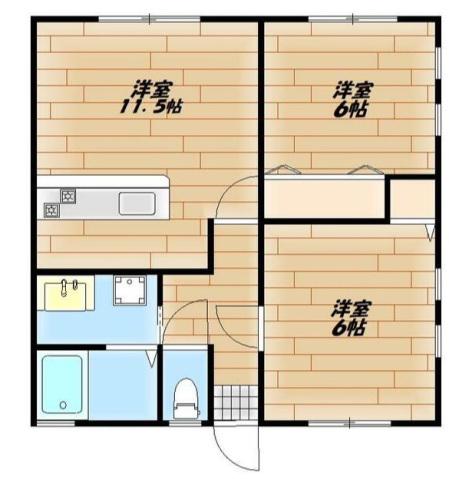 フローレンス川上参号館(2LDK/1階)の間取り写真
