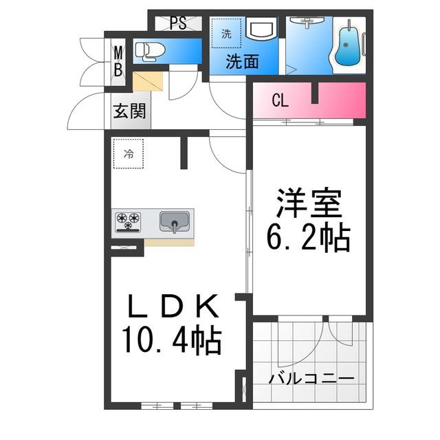 メゾンボヌール(1LDK/2階)の間取り写真