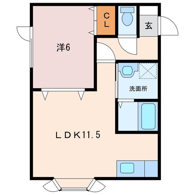 ヴィーナスヴィレッジ弥生(1LDK/1階)の間取り写真