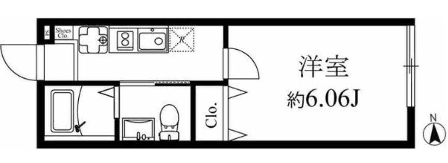 モダンラフォンテ高島平B(1K/2階)の間取り写真