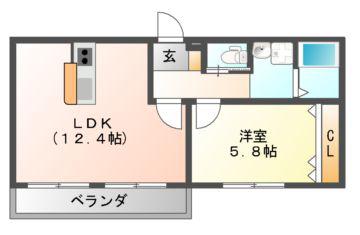 ホットファミリー(1LDK/2階)の間取り写真