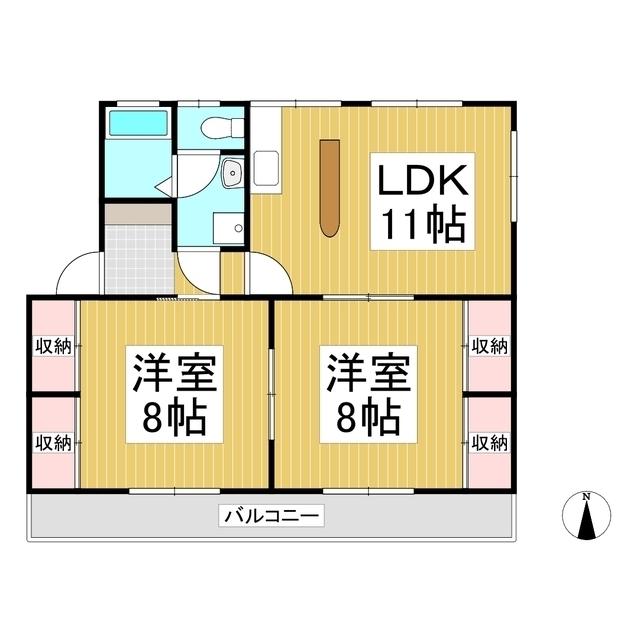 第二かおる荘(2LDK/2階)の間取り写真