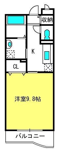 エターナル南与野(1K/1階)の間取り写真