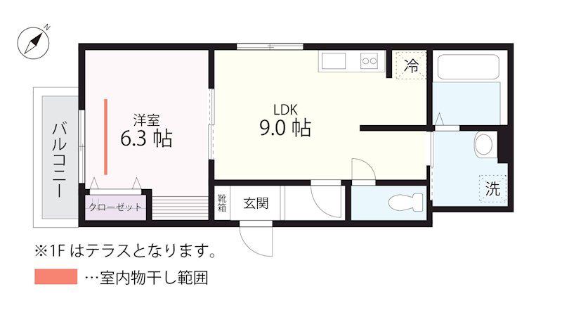 QUIET CRAB HOUSE TOGETHER 横浜元町(1LDK/2階)の間取り写真