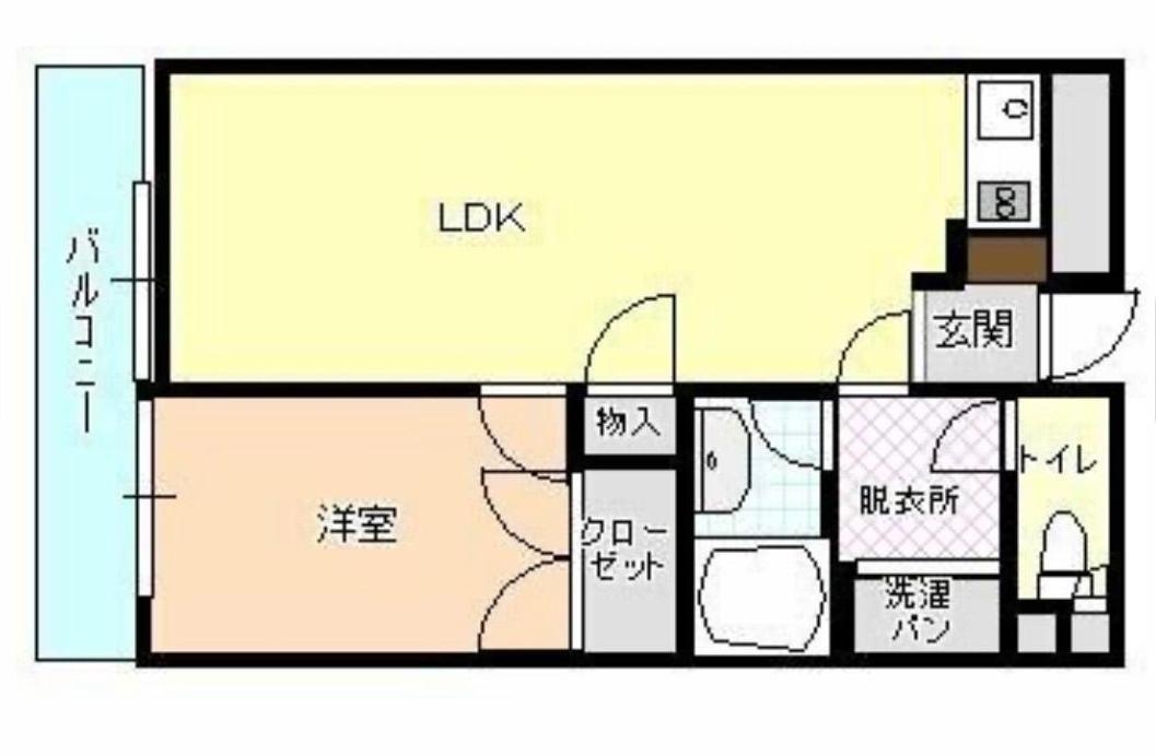 パークノヴァ久留米中央(1LDK/9階)の間取り写真