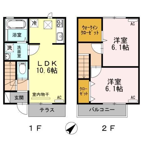 ロイヤル イースト B(2LDK/1階)の間取り写真