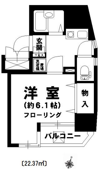 ヴェルト五反田西(1K/13階)の間取り写真