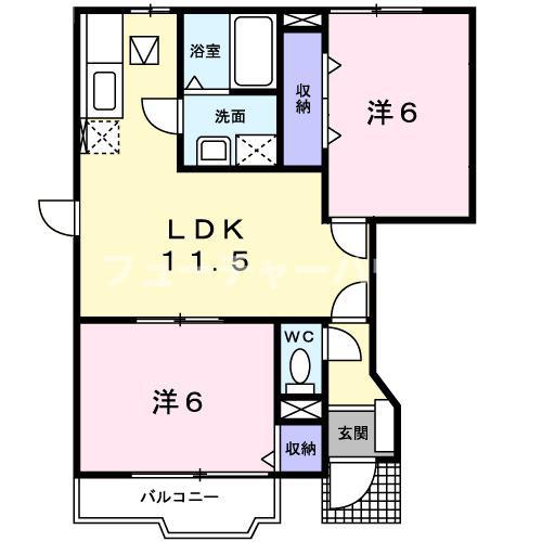 ベルウッド 381 C(2LDK/1階)の間取り写真