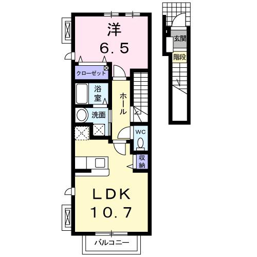 ヴィラ・アバンティ(1LDK/2階)の間取り写真