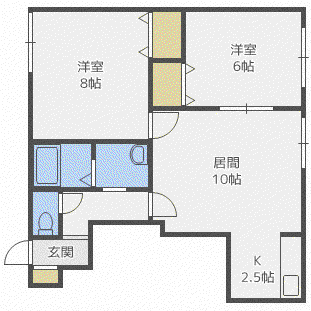 アゼリア札幌東(2LDK/3階)の間取り写真