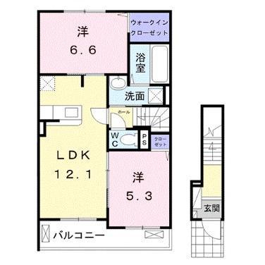 ブルー バード(2LDK/2階)の間取り写真