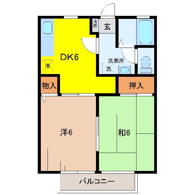 グレイス・パル I棟(2DK/2階)の間取り写真