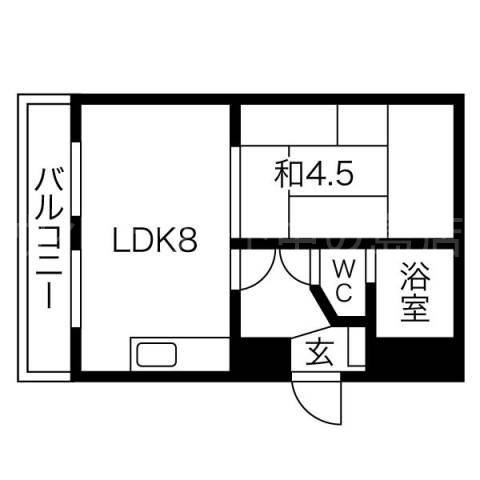 中の島三和ハイツ(1LDK/5階)の間取り写真