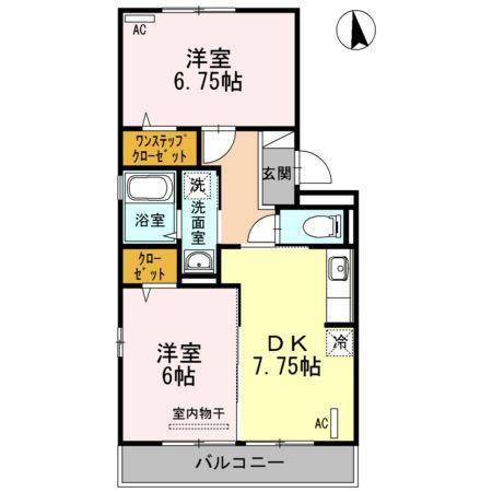 エクレール美濃屋C(2DK/2階)の間取り写真