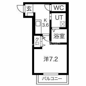 プラザドゥシャレー(1K/3階)の間取り写真