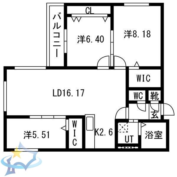 CIEL幌平橋II(3LDK/2階)の間取り写真