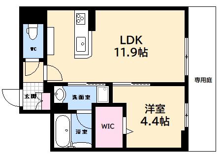 ECRAGE TAKASU(1LDK/1階)の間取り写真
