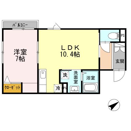 AOIグリーンパレス(1LDK/1階)の間取り写真
