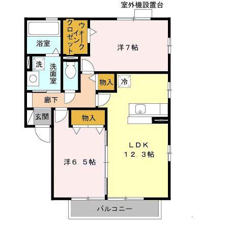メゾンプレミールC(2LDK/2階)の間取り写真