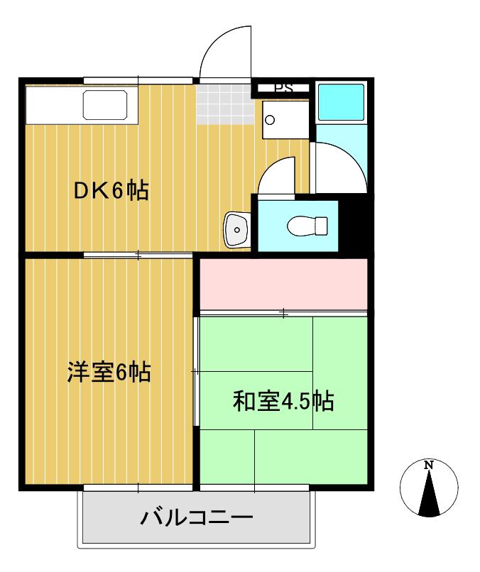 五木コーポ(2DK/2階)の間取り写真