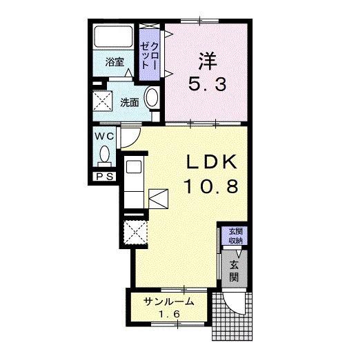 コージーコート(1LDK/1階)の間取り写真