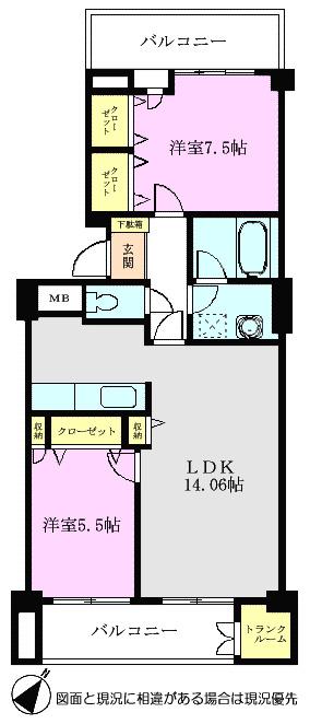 ELL・GRANDE(2LDK/2階)の間取り写真