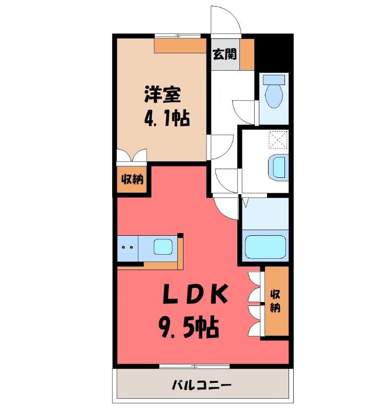 リバティ ミユウI(1LDK/2階)の間取り写真